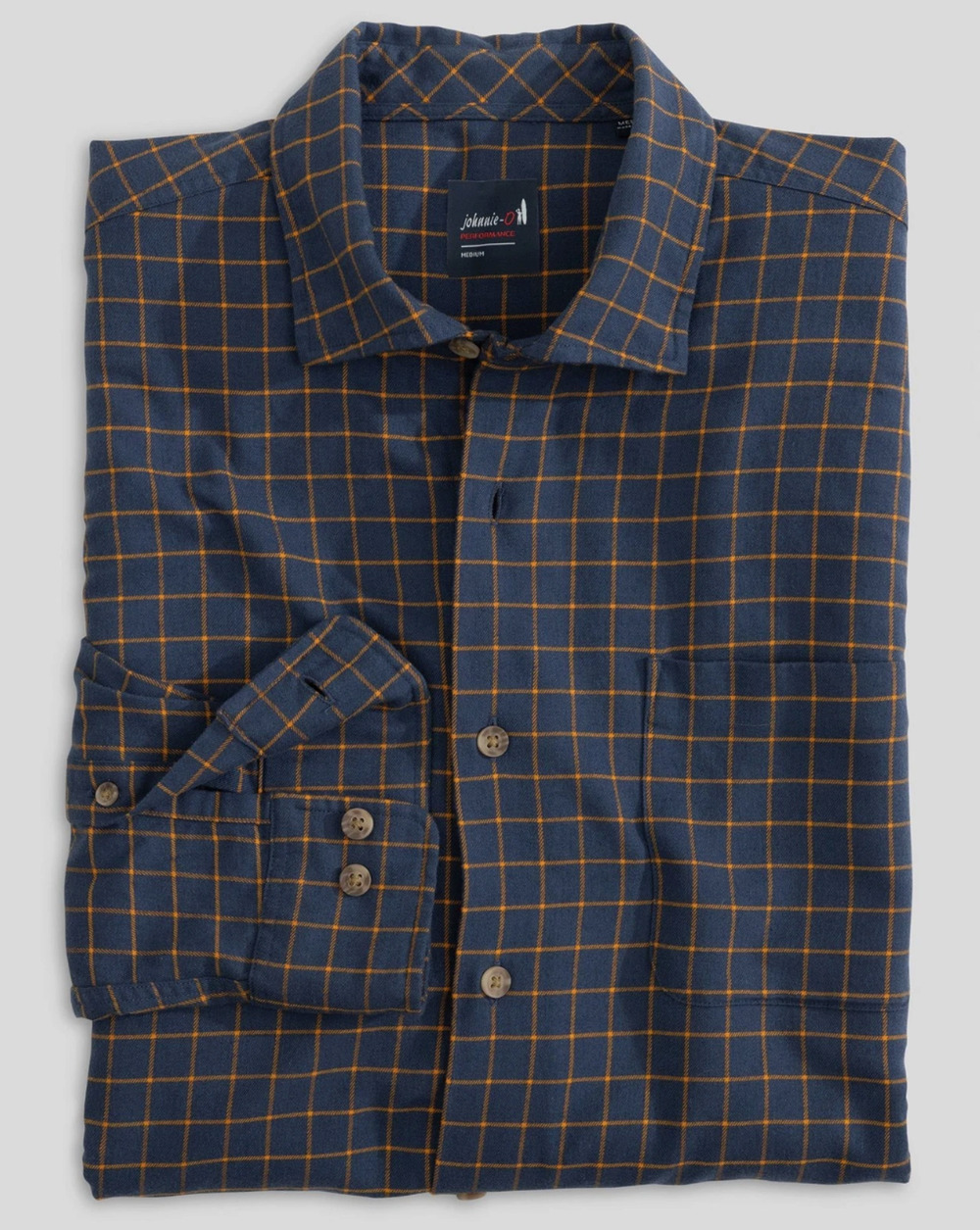 NEW JOHNNIE-O TUCKED PIPELINE MURPHY WINDOWPANE CHECK BUTTON DOWN SHIRT SZ L